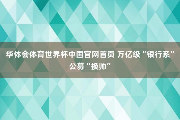 华体会体育世界杯中国官网首页 万亿级“银行系”公募“换帅”