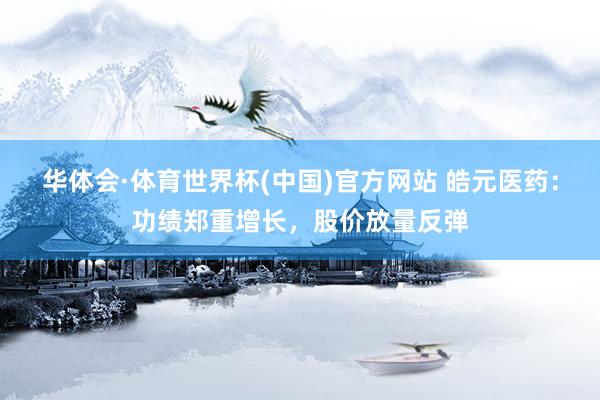 华体会·体育世界杯(中国)官方网站 皓元医药：功绩郑重增长，股价放量反弹