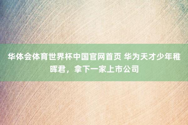 华体会体育世界杯中国官网首页 华为天才少年稚晖君，拿下一家上市公司