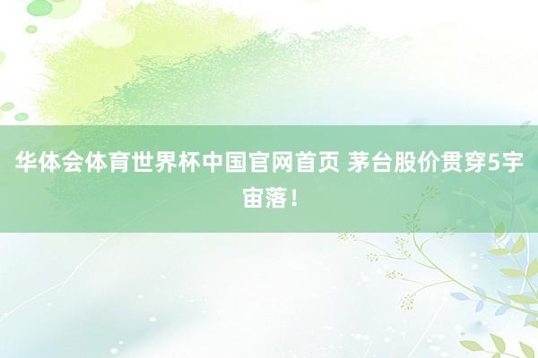 华体会体育世界杯中国官网首页 茅台股价贯穿5宇宙落！