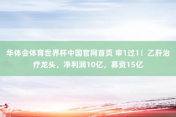 华体会体育世界杯中国官网首页 审1过1！乙肝治疗龙头，净利润10亿，募资15亿