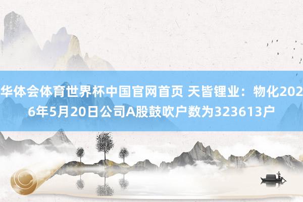 华体会体育世界杯中国官网首页 天皆锂业：物化2026年5月20日公司A股鼓吹户数为323613户