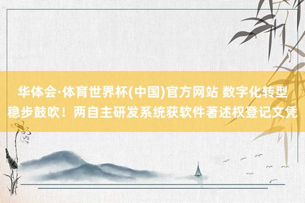 华体会·体育世界杯(中国)官方网站 数字化转型稳步鼓吹！两自主研发系统获软件著述权登记文凭