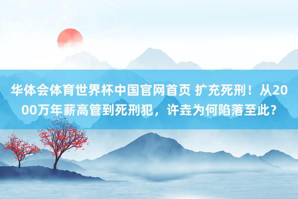 华体会体育世界杯中国官网首页 扩充死刑！从2000万年薪高管到死刑犯，许垚为何陷落至此？