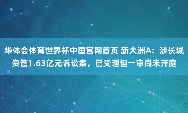 华体会体育世界杯中国官网首页 新大洲A：涉长城资管1.63亿元诉讼案，已受理但一审尚未开庭