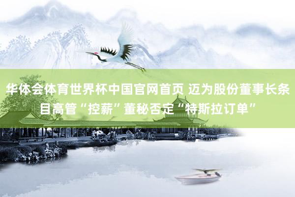 华体会体育世界杯中国官网首页 迈为股份董事长条目高管“控薪”董秘否定“特斯拉订单”