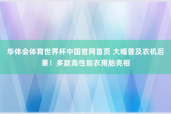 华体会体育世界杯中国官网首页 大幅普及农机后果！多款高性能农用胎亮相