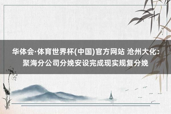 华体会·体育世界杯(中国)官方网站 沧州大化：聚海分公司分娩安设完成现实规复分娩