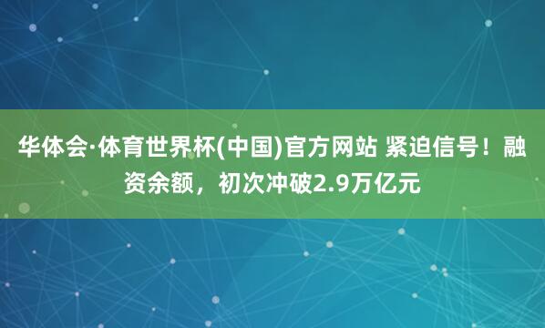 华体会·体育世界杯(中国)官方网站 紧迫信号！融资余额，初次冲破2.9万亿元