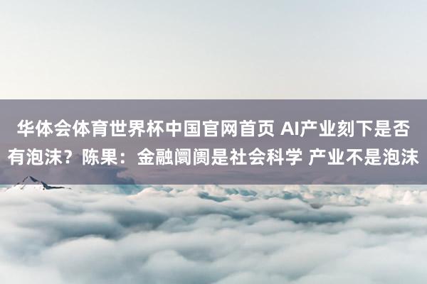 华体会体育世界杯中国官网首页 AI产业刻下是否有泡沫？陈果：金融阛阓是社会科学 产业不是泡沫