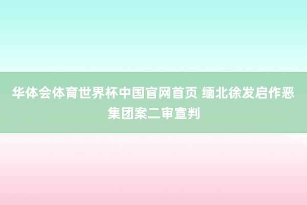 华体会体育世界杯中国官网首页 缅北徐发启作恶集团案二审宣判