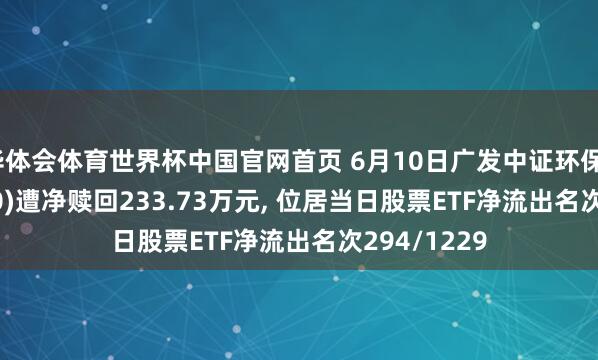 华体会体育世界杯中国官网首页 6月10日广发中证环保ETF(512580)遭净赎回233.73万元， 位居当日股票ETF净流出名次294/1229