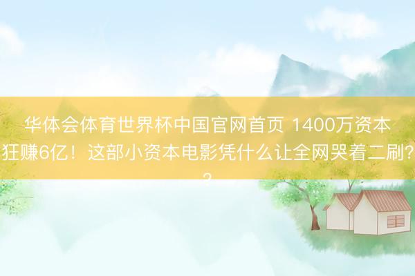华体会体育世界杯中国官网首页 1400万资本狂赚6亿！这部小资本电影凭什么让全网哭着二刷？