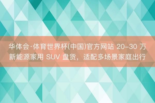 华体会·体育世界杯(中国)官方网站 20-30 万新能源家用 SUV 盘货,适配多场景家庭出行