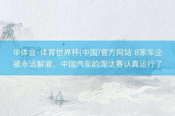 华体会·体育世界杯(中国)官方网站 8家车企被永远解雇,中国汽车的淘汰赛认真运行了