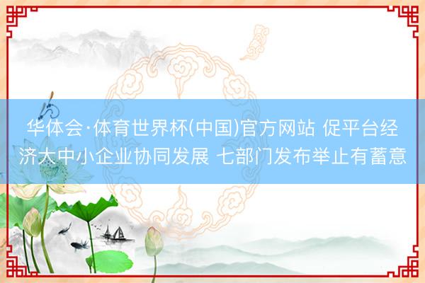 华体会·体育世界杯(中国)官方网站 促平台经济大中小企业协同发展 七部门发布举止有蓄意